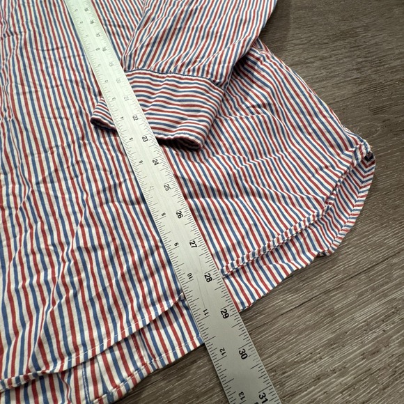 J Crew Shirt Mens Large Blue Red Stripe Cotton Classic Long Sleeve Preppy Casual - Picture 6 of 8